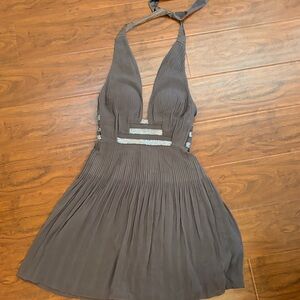 Chic Backless Gray Halter Dress